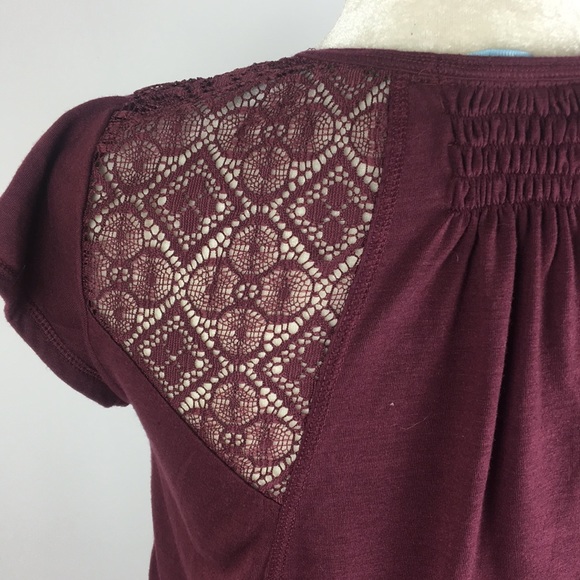 Francesca's Dina Be Cranberry Wine Crochet Top - Picture 6 of 6